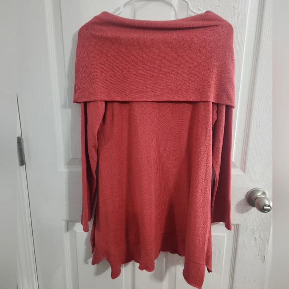 Soft Surroundings off the shoulder asymmetrical coral tunic medium petite - Picture 6 of 9
